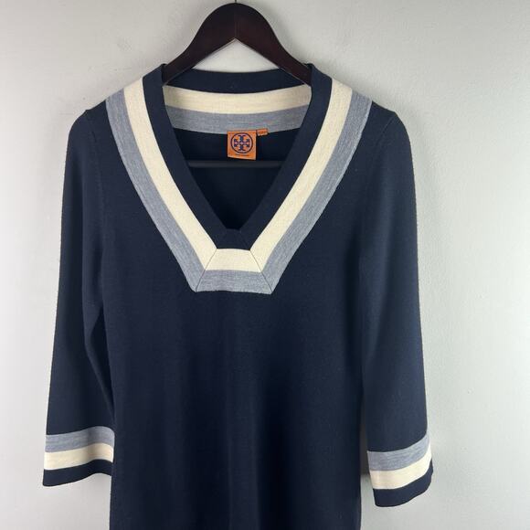 Tory Burch Sweater Minimalist Quiet Luxe S Academia Capsule Merino Wool V Neck - Picture 2 of 9